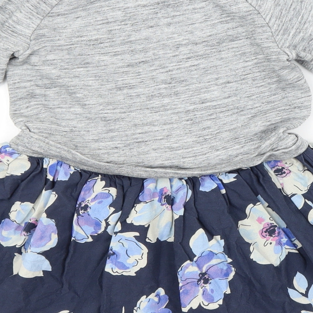 Gap Girls Grey Floral  Jumper Dress  Size 4 Years