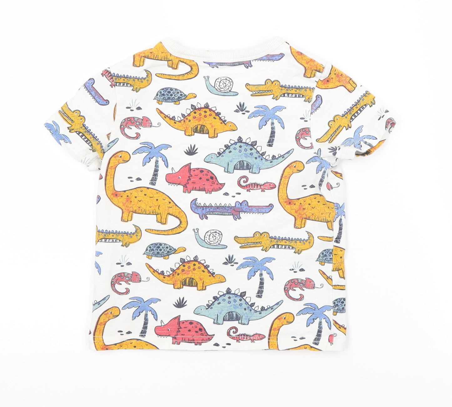 George Boys White Animal Print  Basic T-Shirt Size 3-4 Years  - DINOSAURS