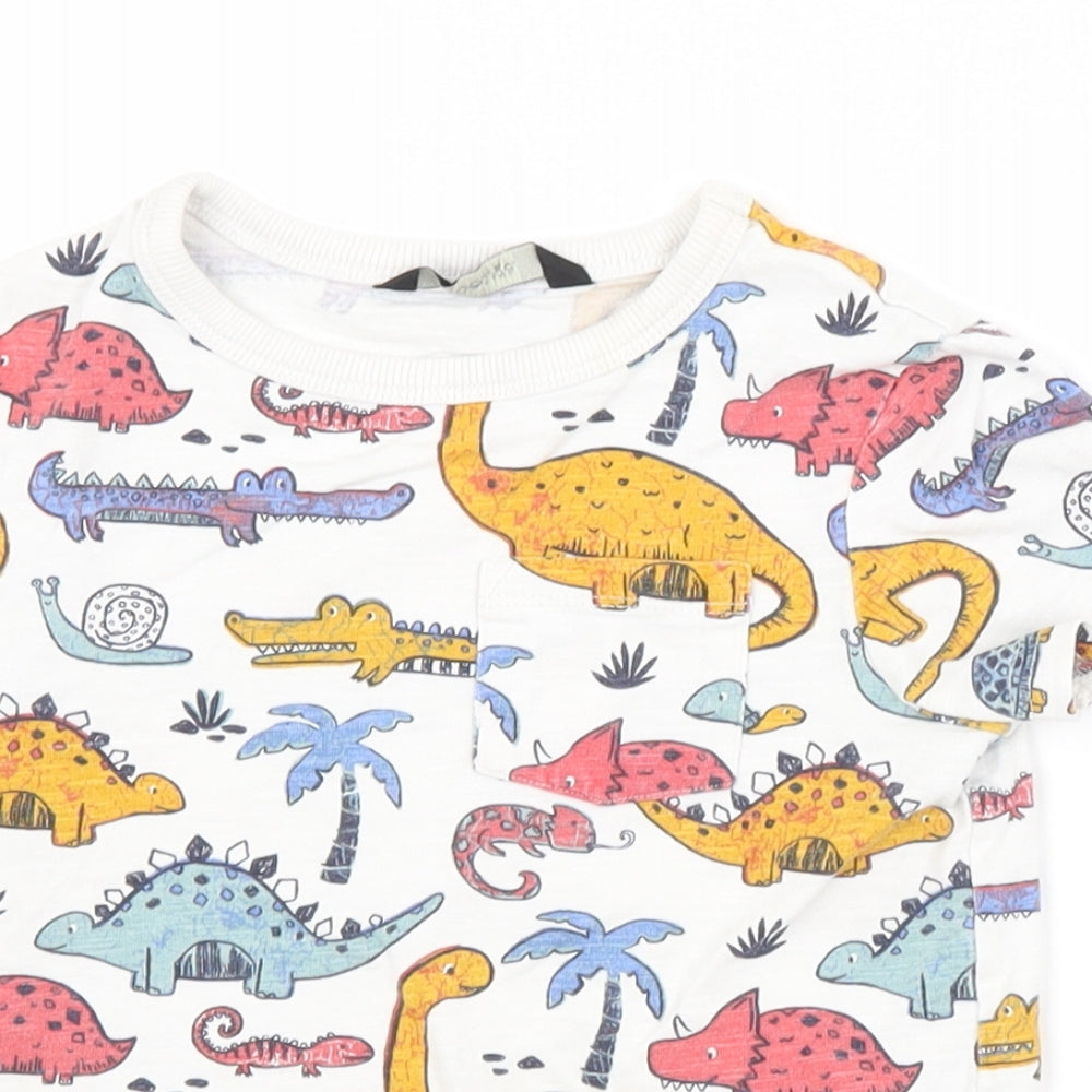 George Boys White Animal Print  Basic T-Shirt Size 3-4 Years  - DINOSAURS