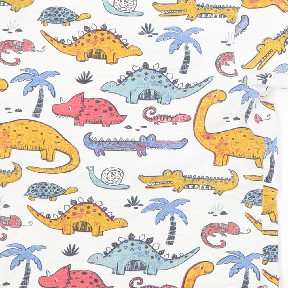 George Boys White Animal Print  Basic T-Shirt Size 3-4 Years  - DINOSAURS