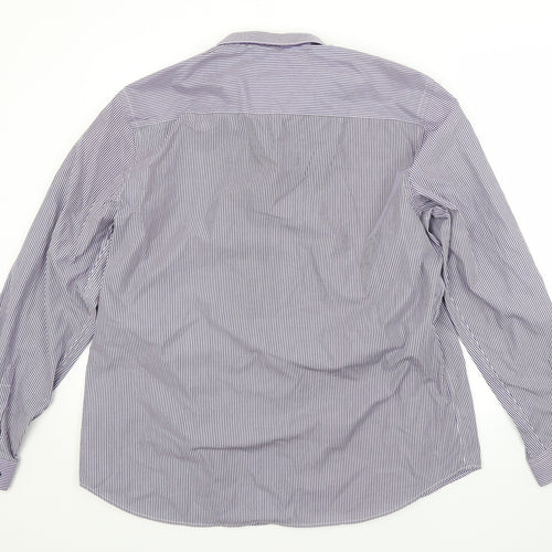 NEXT Mens Purple Striped   Dress Shirt Size 17.5