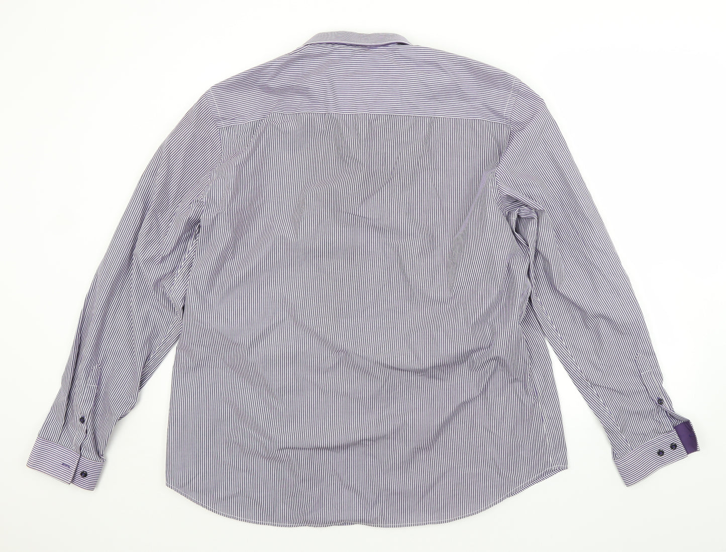 NEXT Mens Purple Striped   Dress Shirt Size 17.5