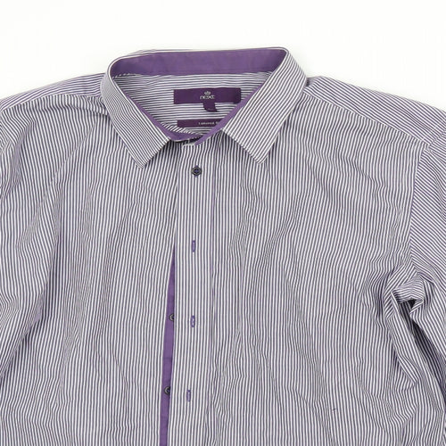 NEXT Mens Purple Striped   Dress Shirt Size 17.5