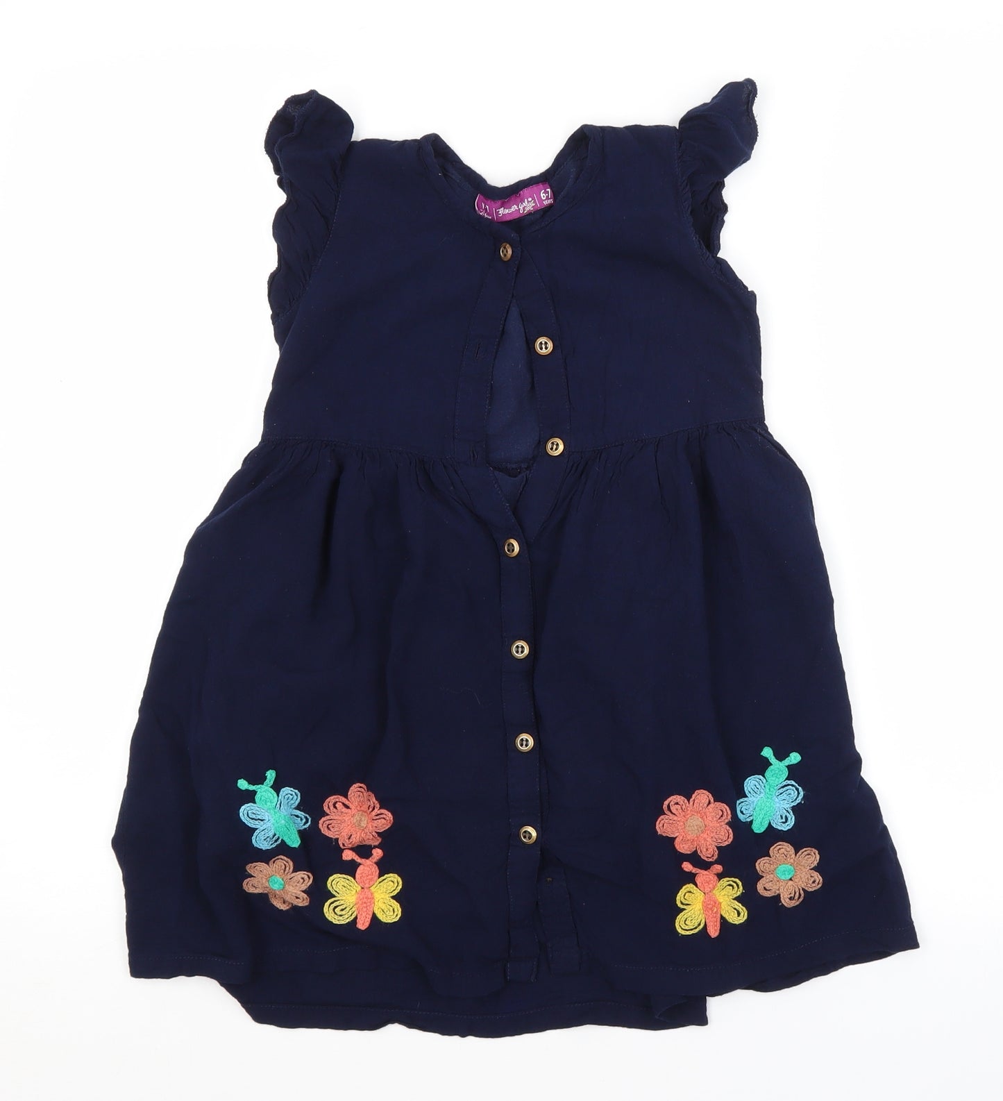 Preworn Girls Blue   A-Line  Size 6-7 Years
