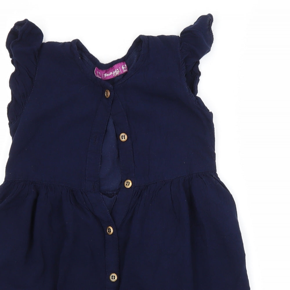 Preworn Girls Blue   A-Line  Size 6-7 Years