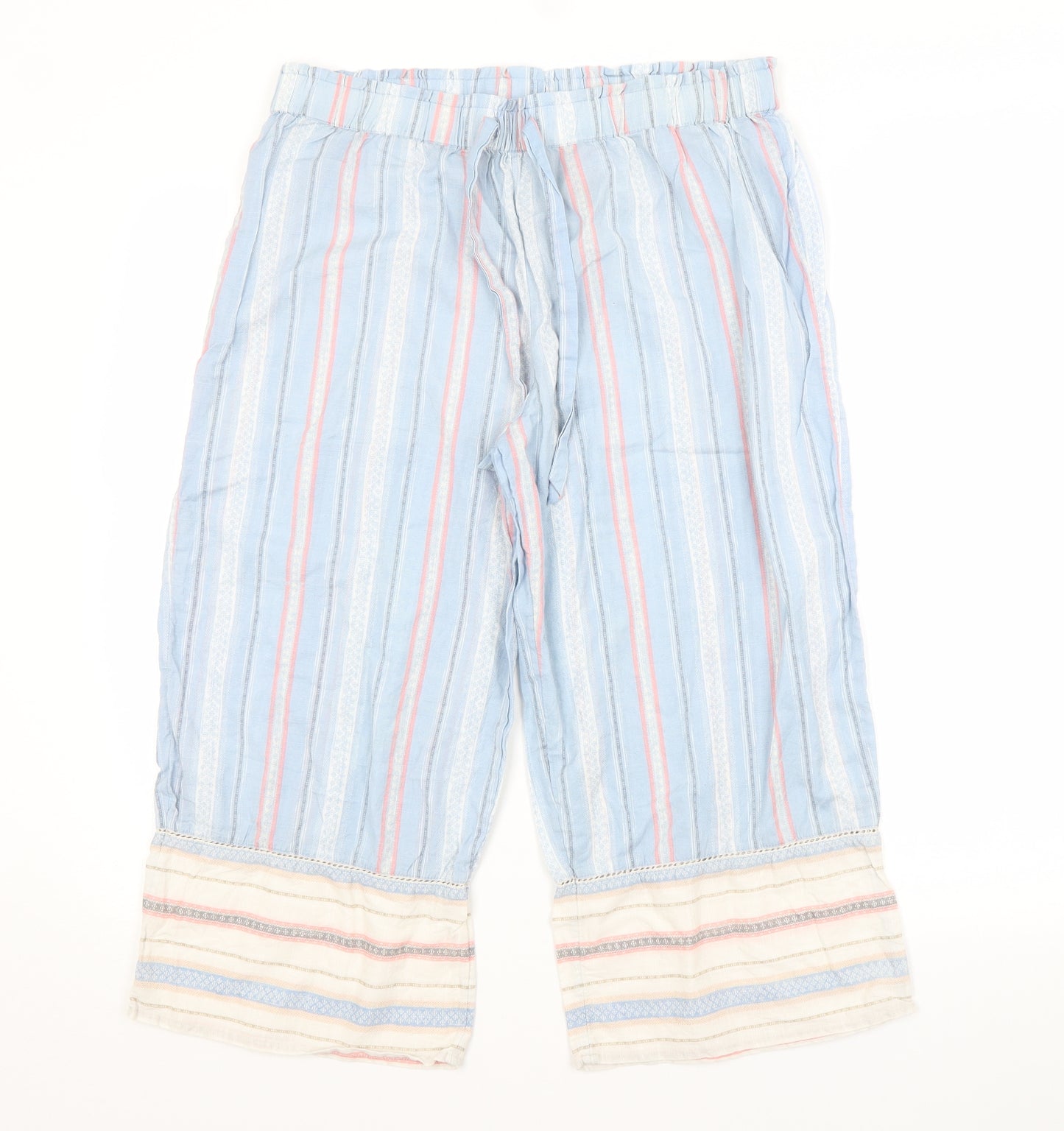 M&S Womens Blue Striped   Pyjama Pants Size 14