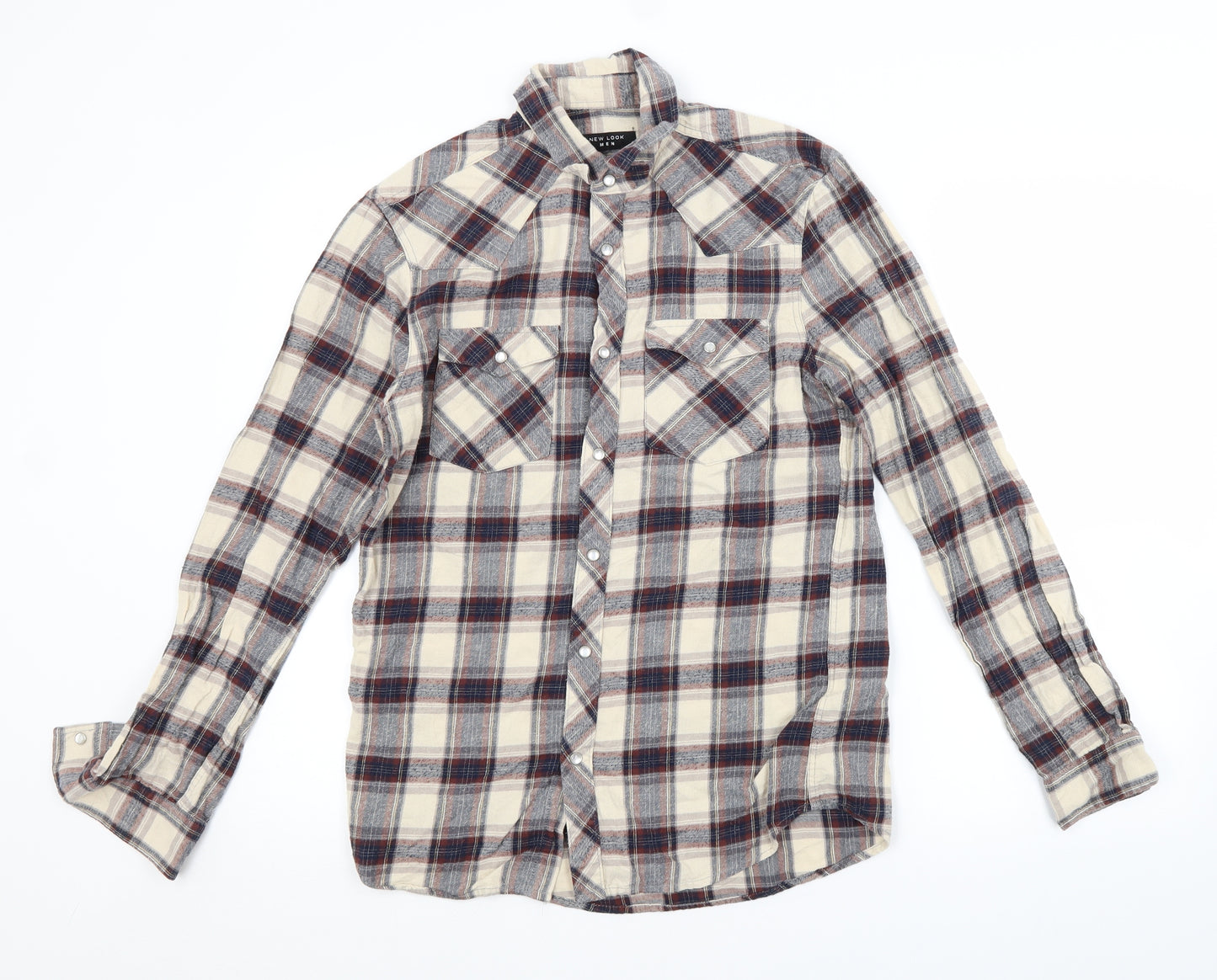 New Look Mens Multicoloured Check   Button-Up Size XS