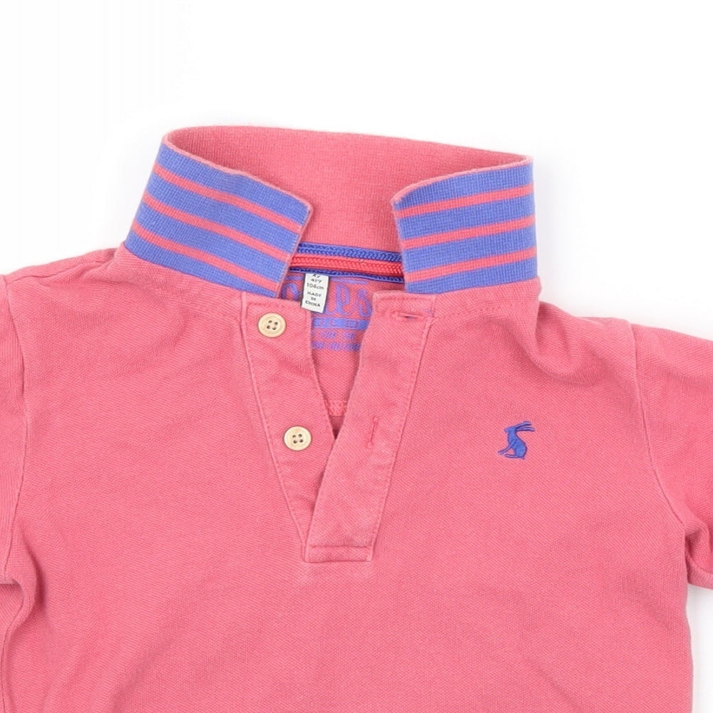 Joules Boys Pink Striped  Basic Polo Size 4 Years