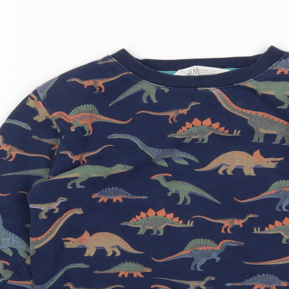 H&M Boys Multicoloured   Pullover Sweatshirt Size 7-8 Years  - Dinosaur