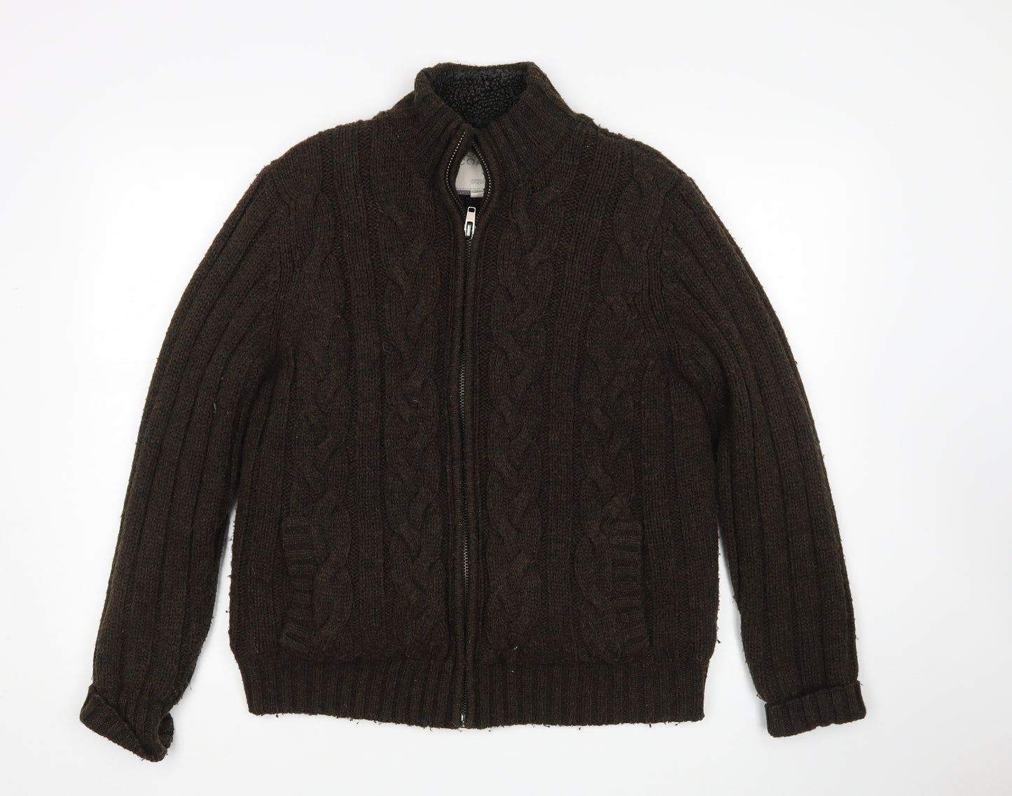 M&S Mens Brown   Full Zip Jumper Size M