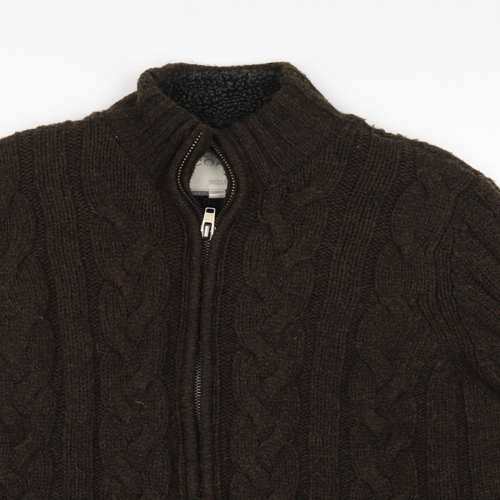 M&S Mens Brown   Full Zip Jumper Size M