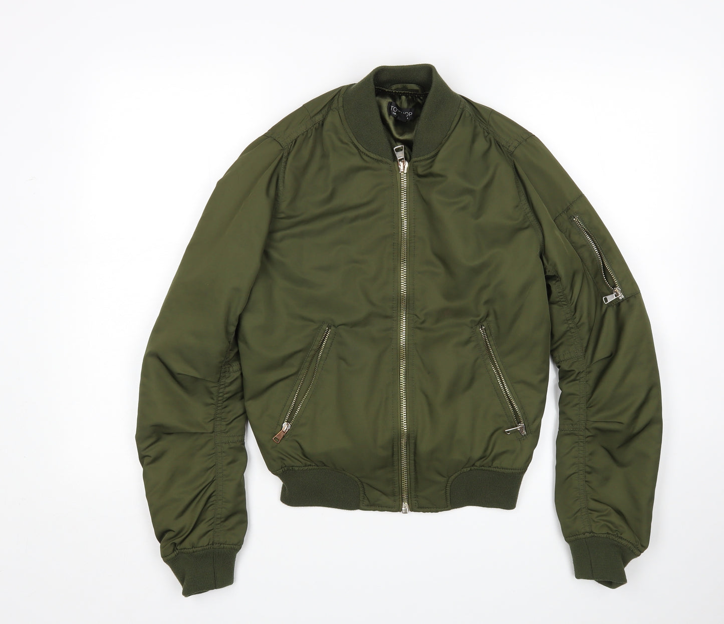 Topshop Womens Green   Bomber Jacket Jacket Size 6