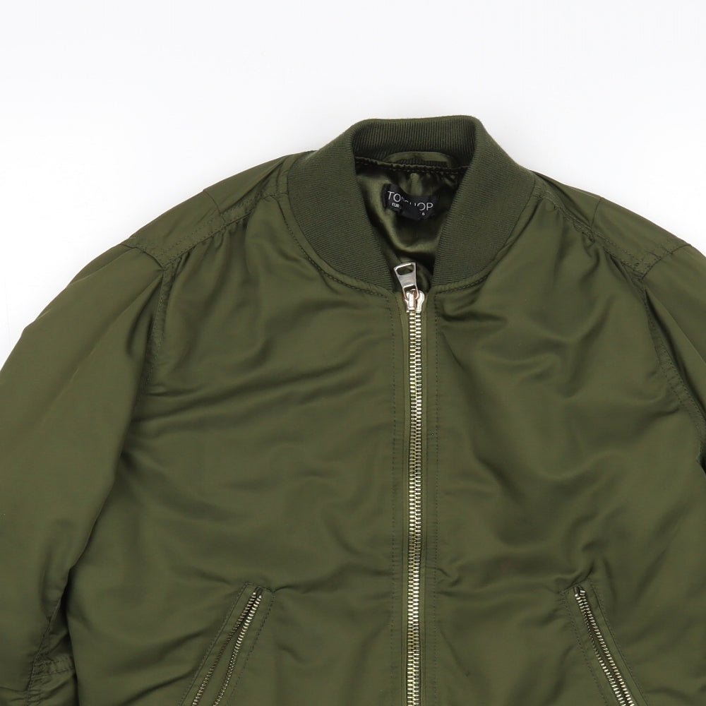 Topshop Womens Green   Bomber Jacket Jacket Size 6
