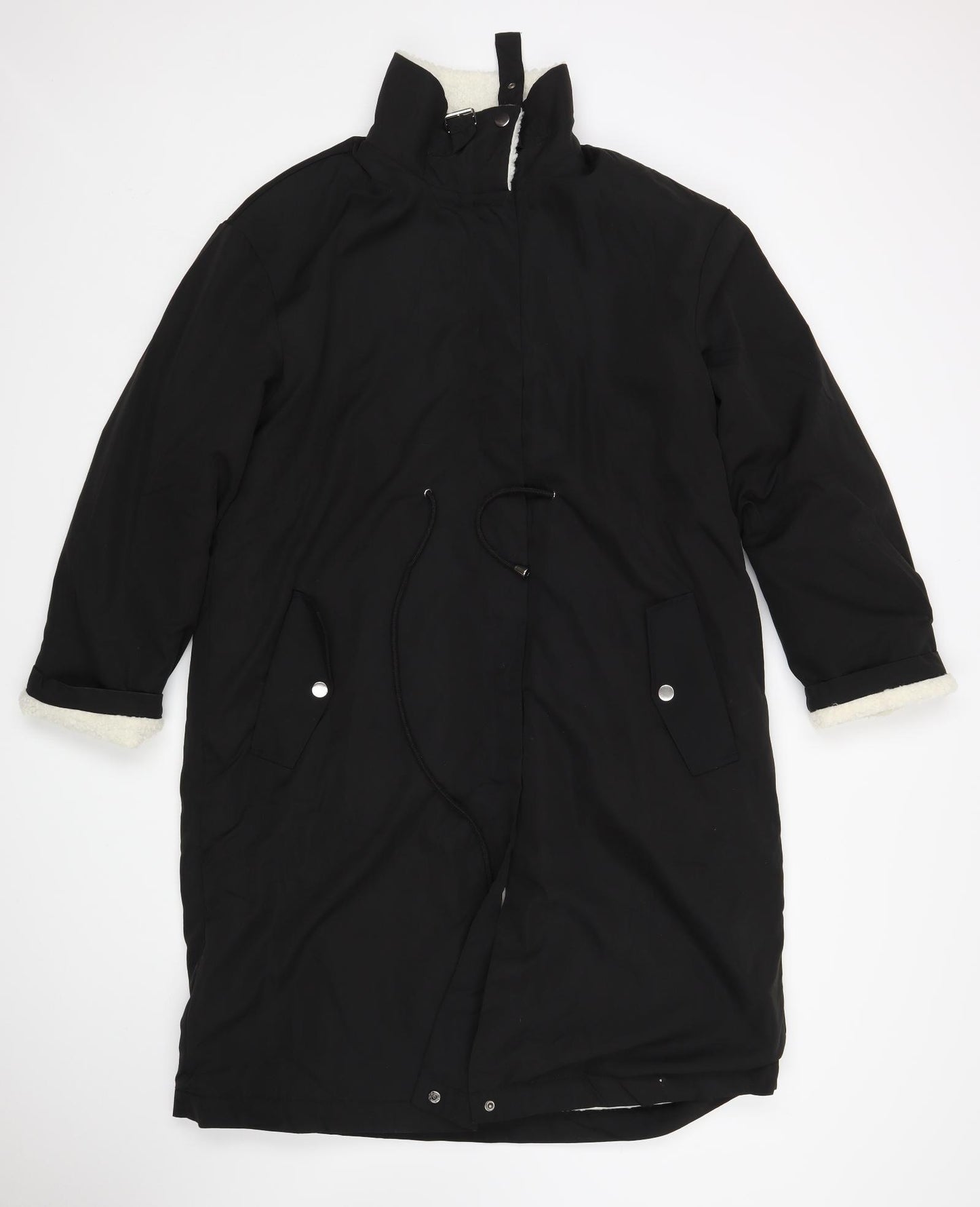 Boohoo Womens Black   Rain Coat Coat Size 12