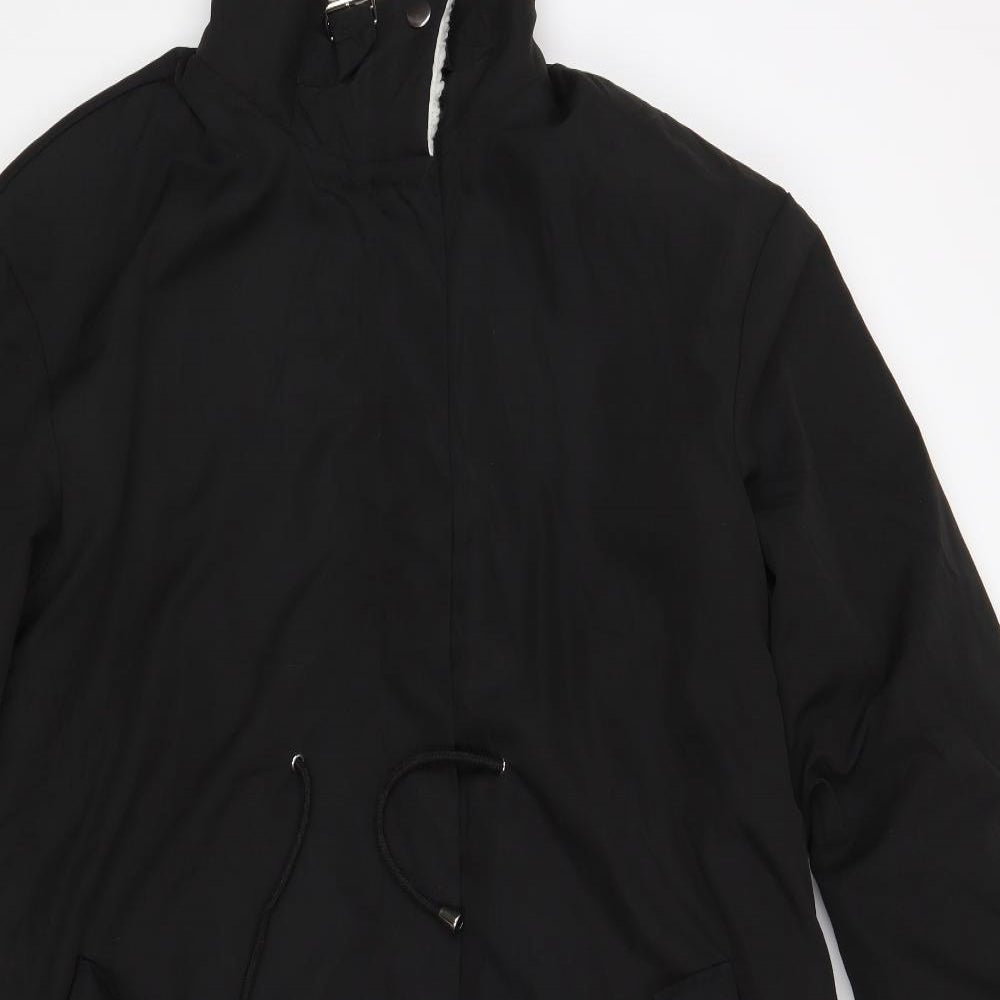 Boohoo Womens Black   Rain Coat Coat Size 12
