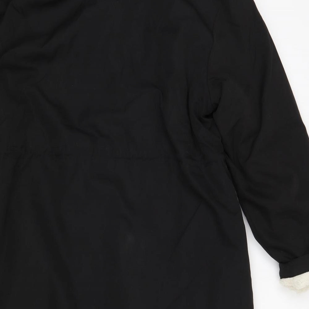 Boohoo Womens Black   Rain Coat Coat Size 12