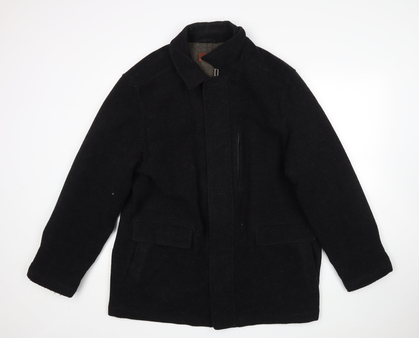 M&S Mens Black   Overcoat Coat Size L