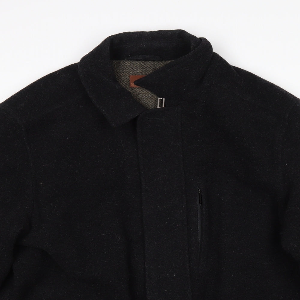 M&S Mens Black   Overcoat Coat Size L