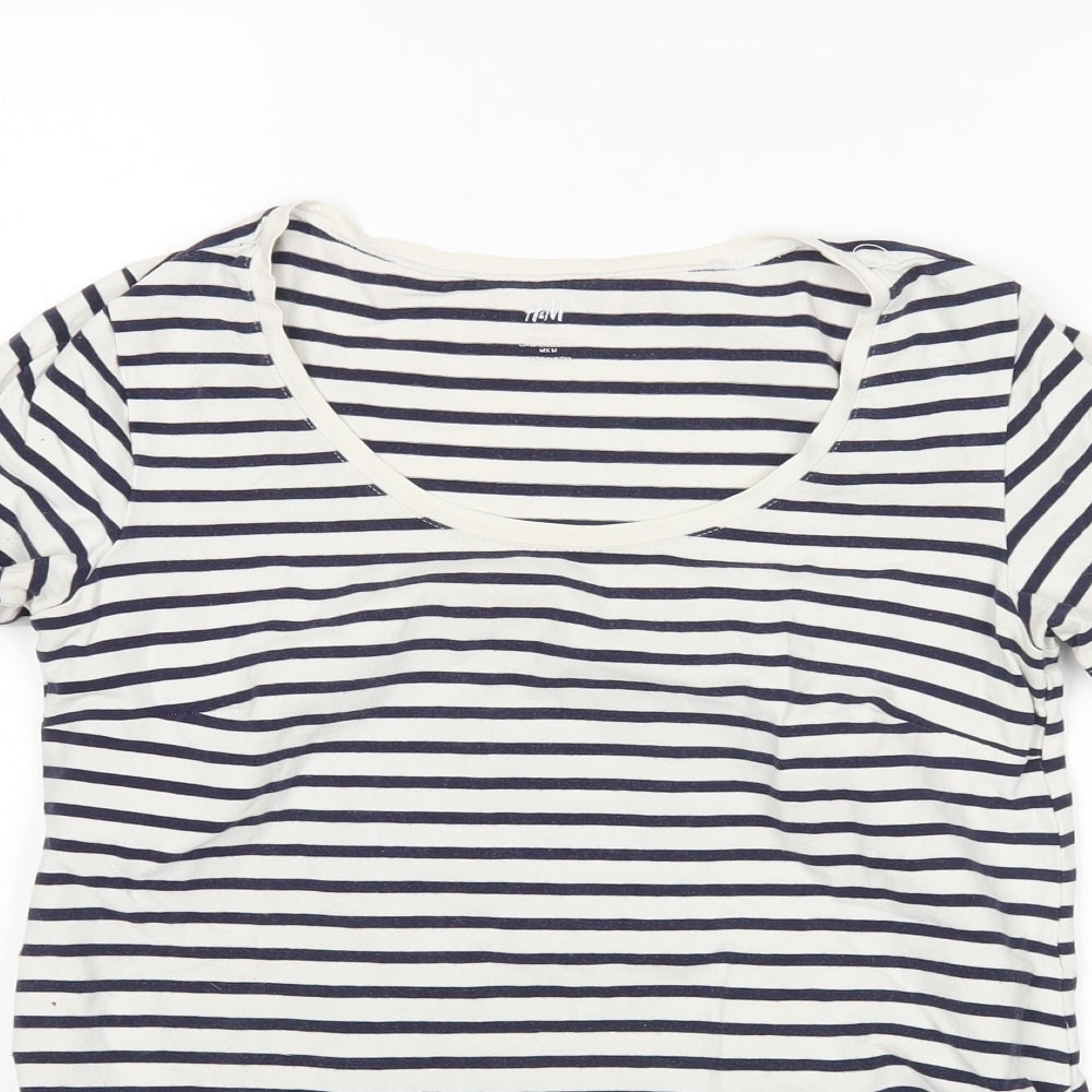 H&M Womens Multicoloured Striped  Basic T-Shirt Size M