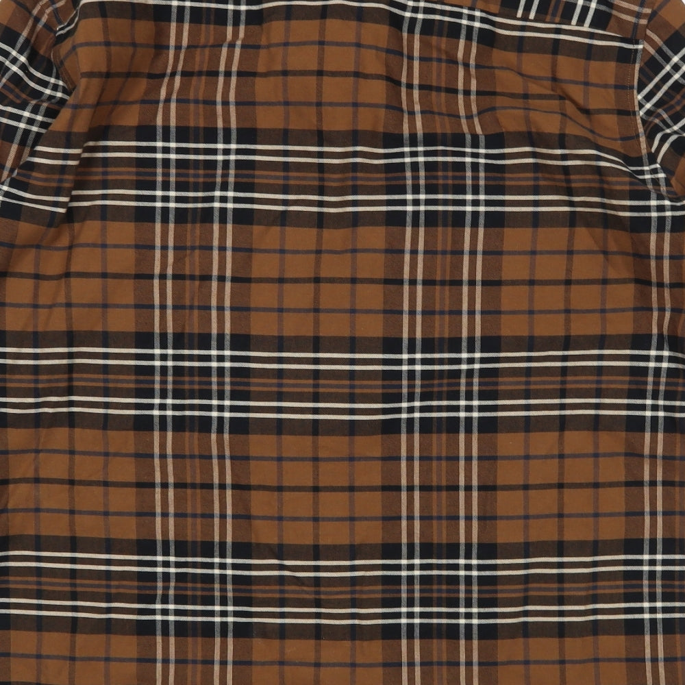 H&M Mens Brown Plaid   Button-Up Size L