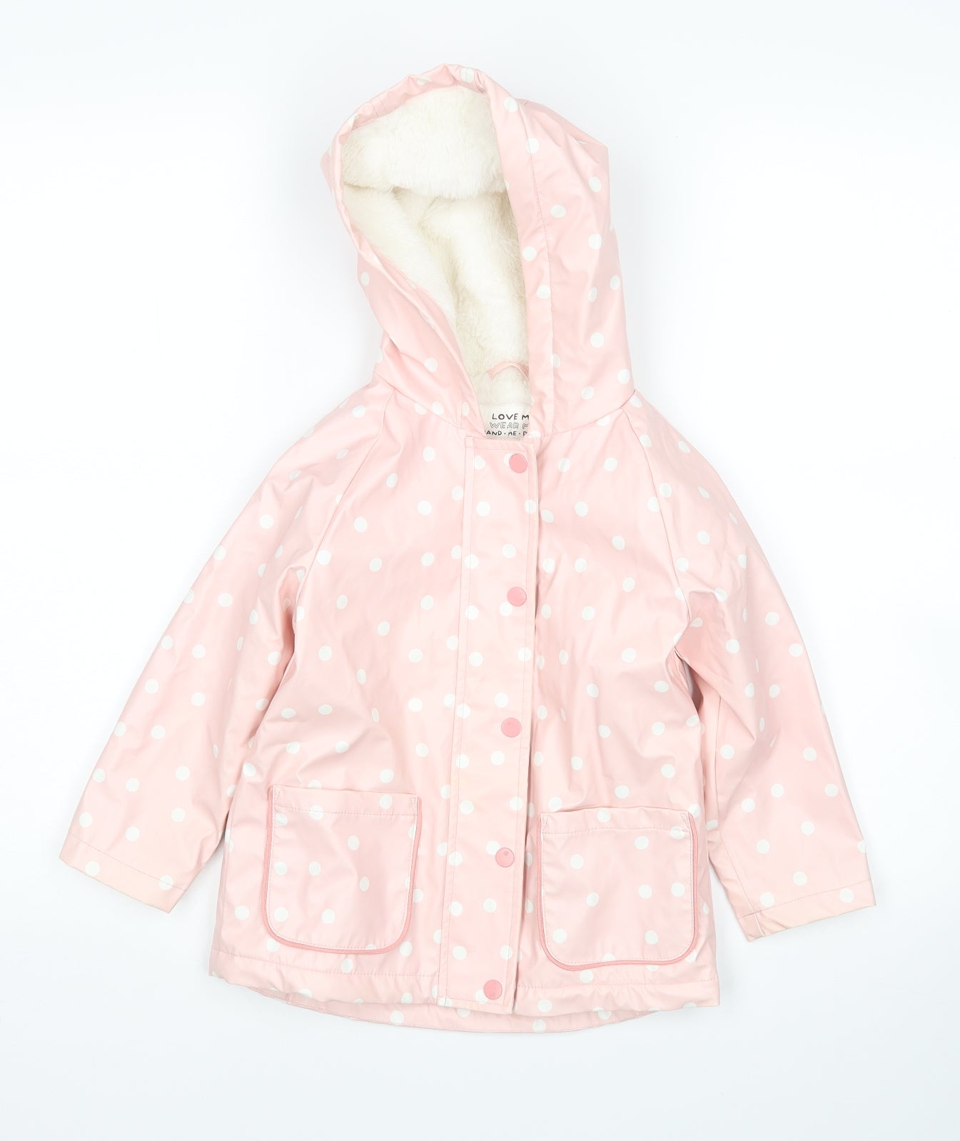 F&F Girls Pink Polka Dot  Rain Coat Coat Size 3-4 Years