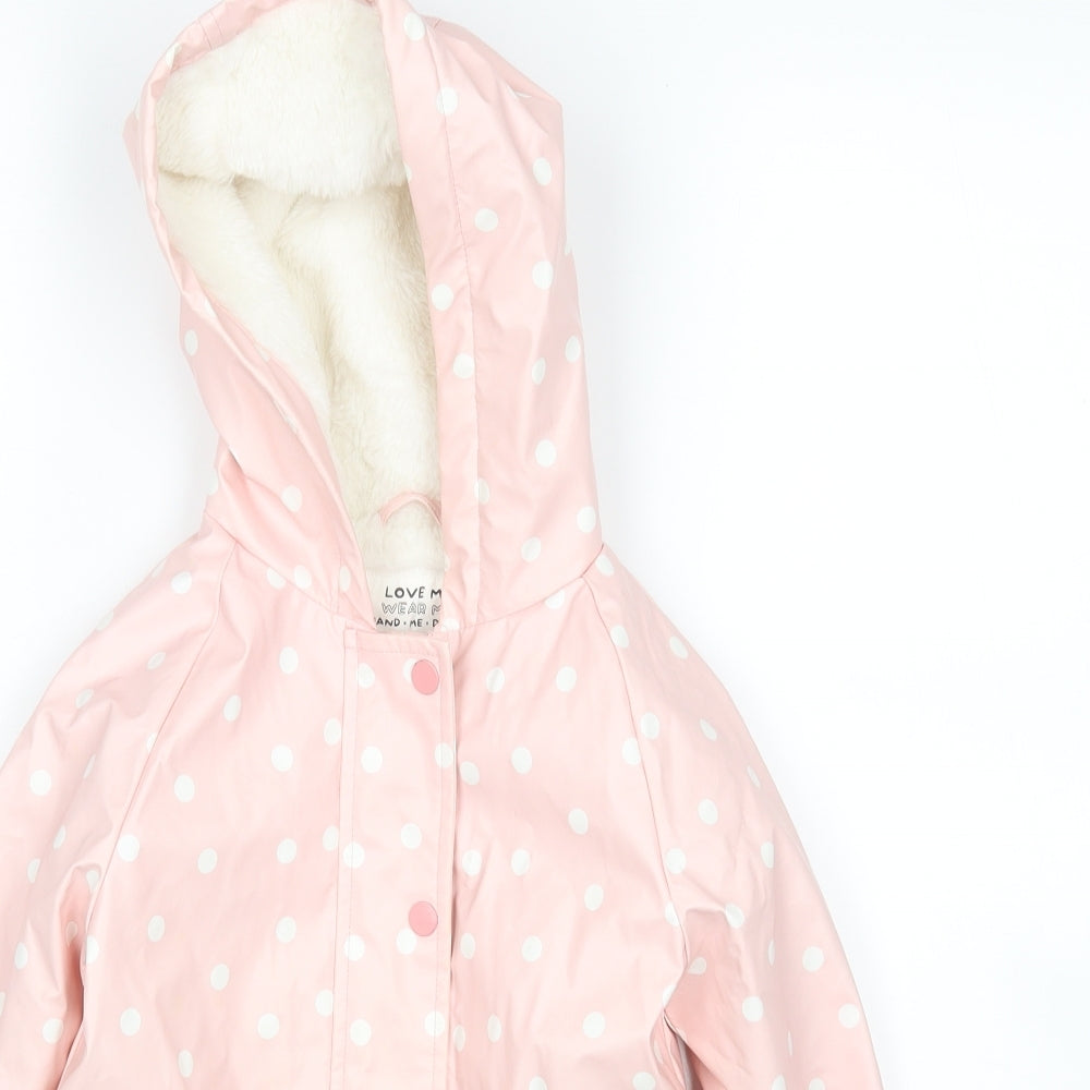 F&F Girls Pink Polka Dot  Rain Coat Coat Size 3-4 Years