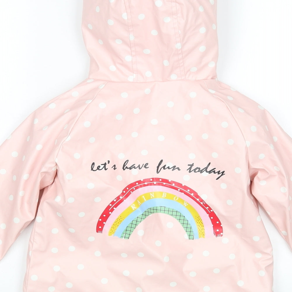 F&F Girls Pink Polka Dot  Rain Coat Coat Size 3-4 Years