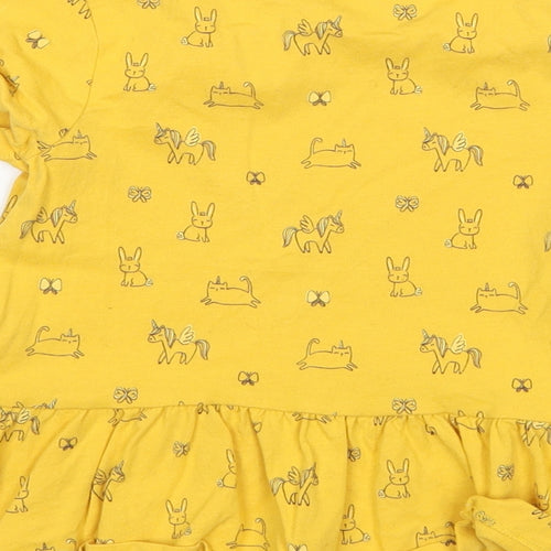 George Girls Yellow Animal Print  T-Shirt Dress  Size 3-4 Years