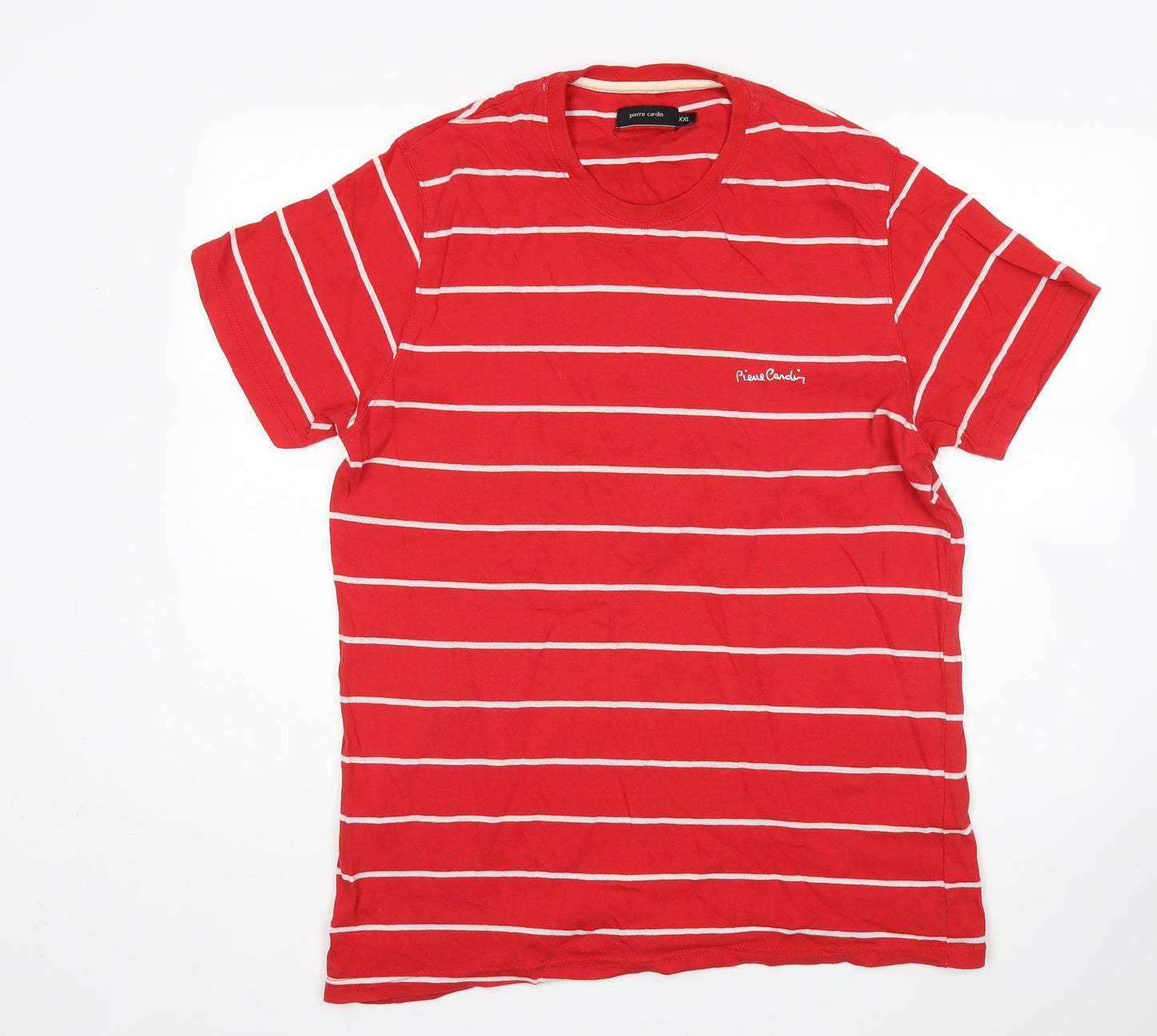 Pierre Cardin Mens Red Striped   T-Shirt Size 2XL