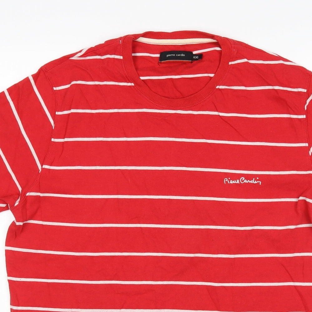 Pierre Cardin Mens Red Striped   T-Shirt Size 2XL