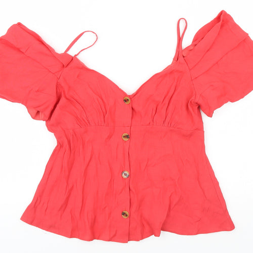 Topshop Womens Red   Basic T-Shirt Size 10