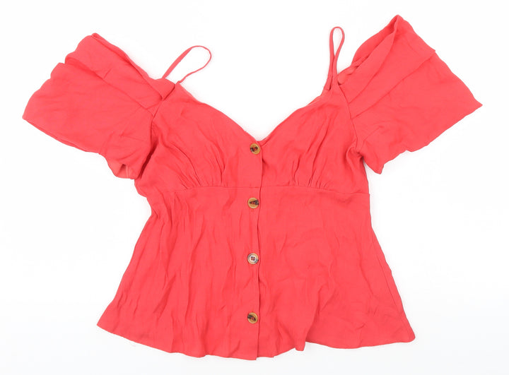 Topshop Womens Red   Basic T-Shirt Size 10