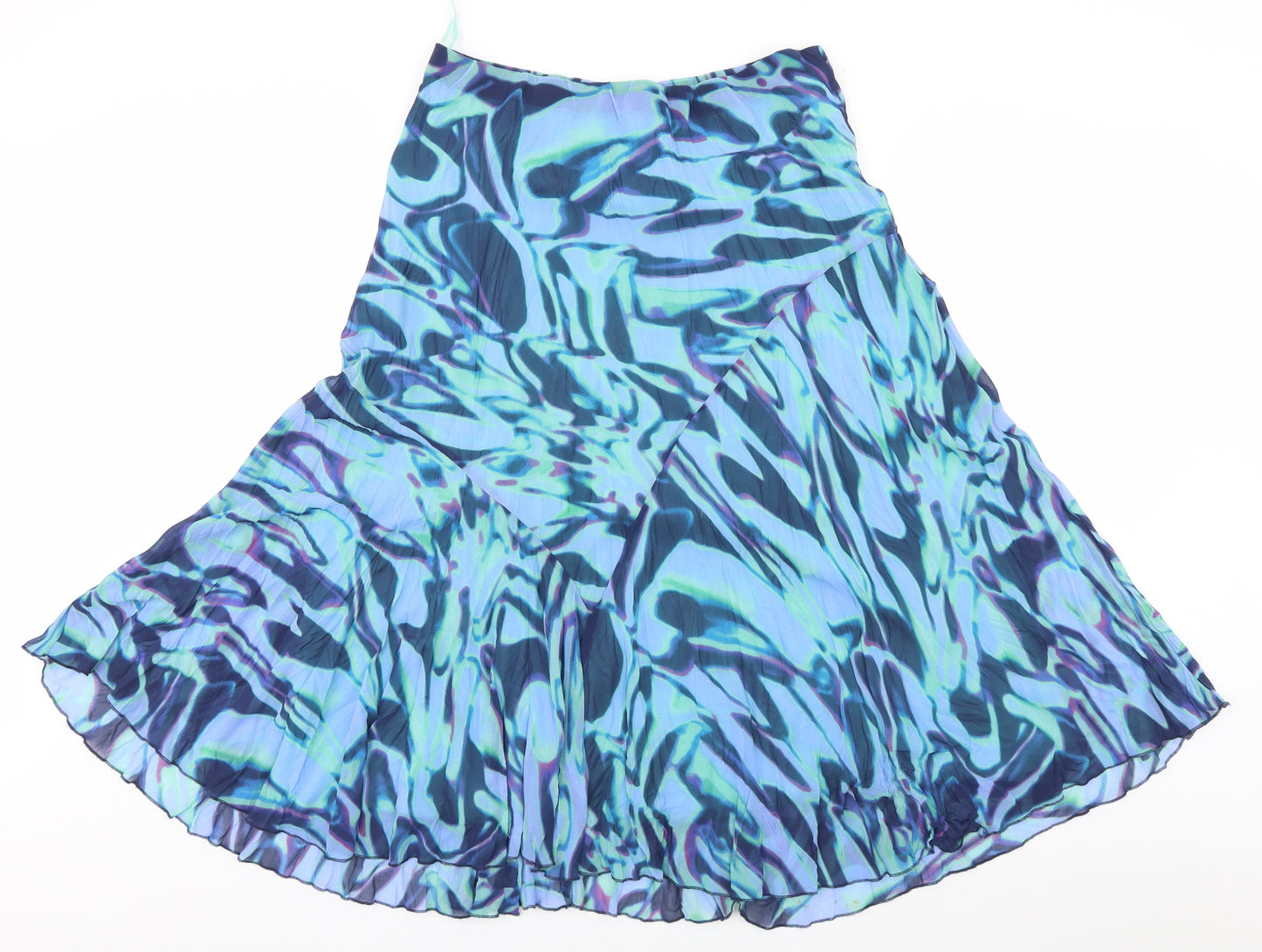 Per Una Womens Blue Geometric  A-Line Skirt Size 18