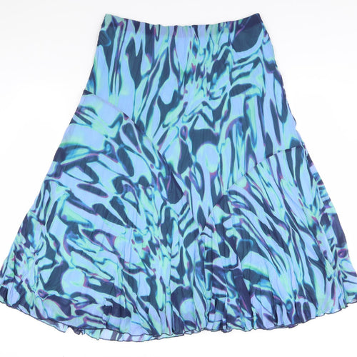 Per Una Womens Blue Geometric  A-Line Skirt Size 18