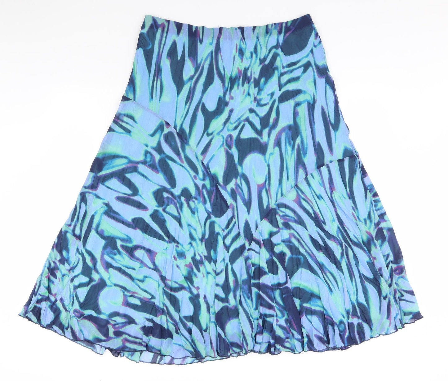 Per Una Womens Blue Geometric  A-Line Skirt Size 18