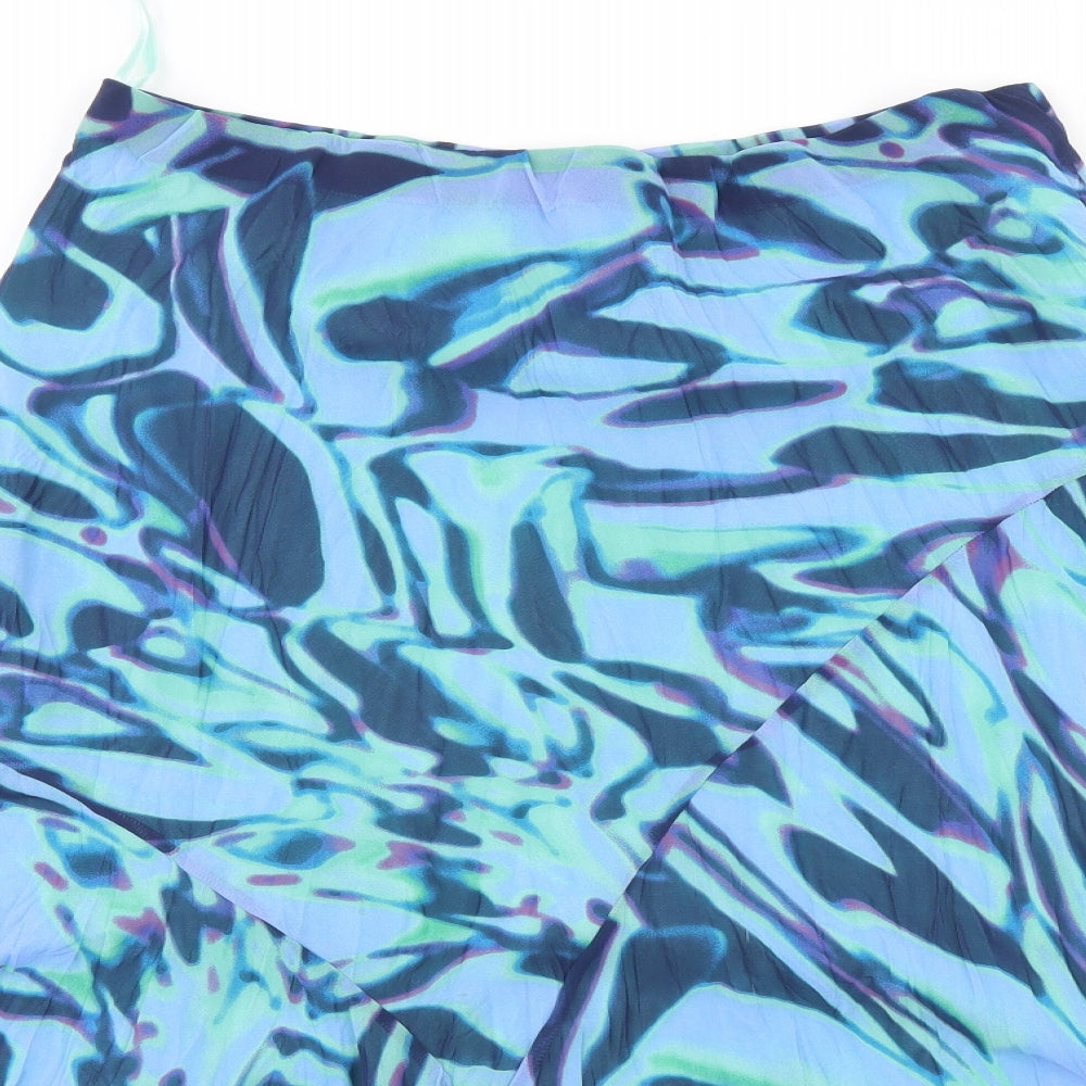 Per Una Womens Blue Geometric  A-Line Skirt Size 18
