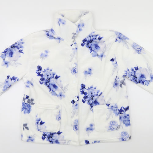 Slenderella Womens White Floral  Cardigan Jumper Size L