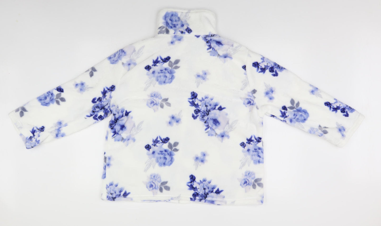 Slenderella Womens White Floral  Cardigan Jumper Size L