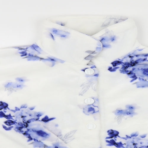 Slenderella Womens White Floral  Cardigan Jumper Size L