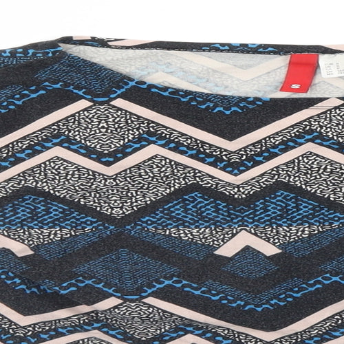 Divided Womens Blue Geometric  Basic T-Shirt Size S