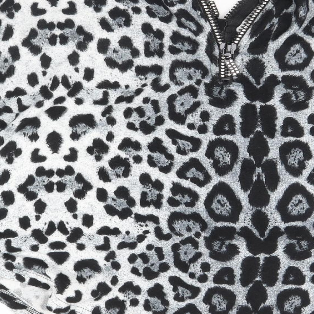 Quiz Womens Grey Animal Print  Full Zip Jumper Size M