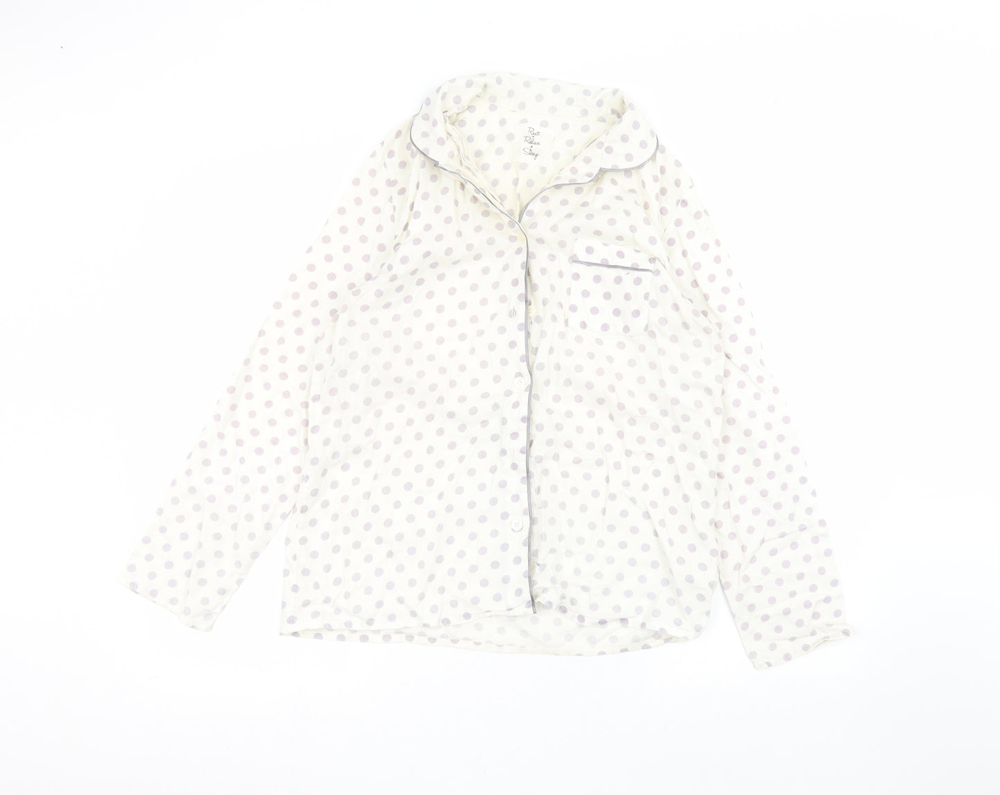 Marks and Spencer Womens White Polka Dot  Basic Button-Up Size 12