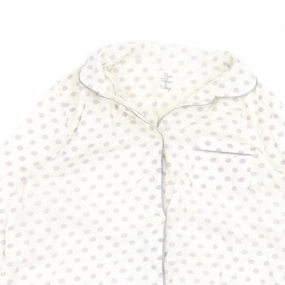 Marks and Spencer Womens White Polka Dot  Basic Button-Up Size 12