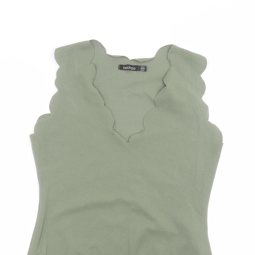 Boohoo Womens Green   Bodysuit One-Piece Size 14