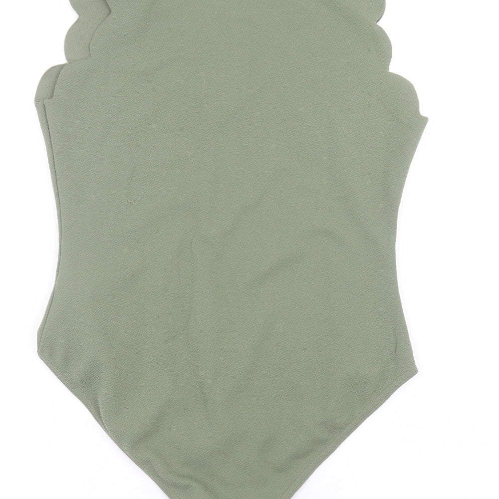 Boohoo Womens Green   Bodysuit One-Piece Size 14