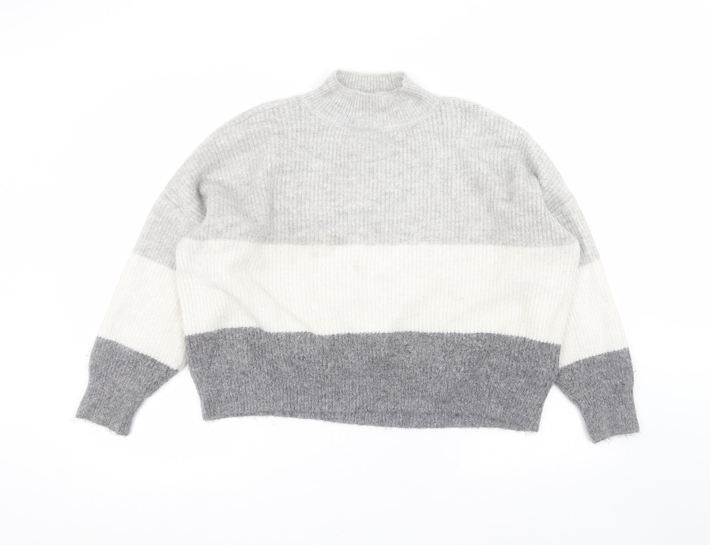 Primark Womens Grey Striped  Pullover Jumper Size L