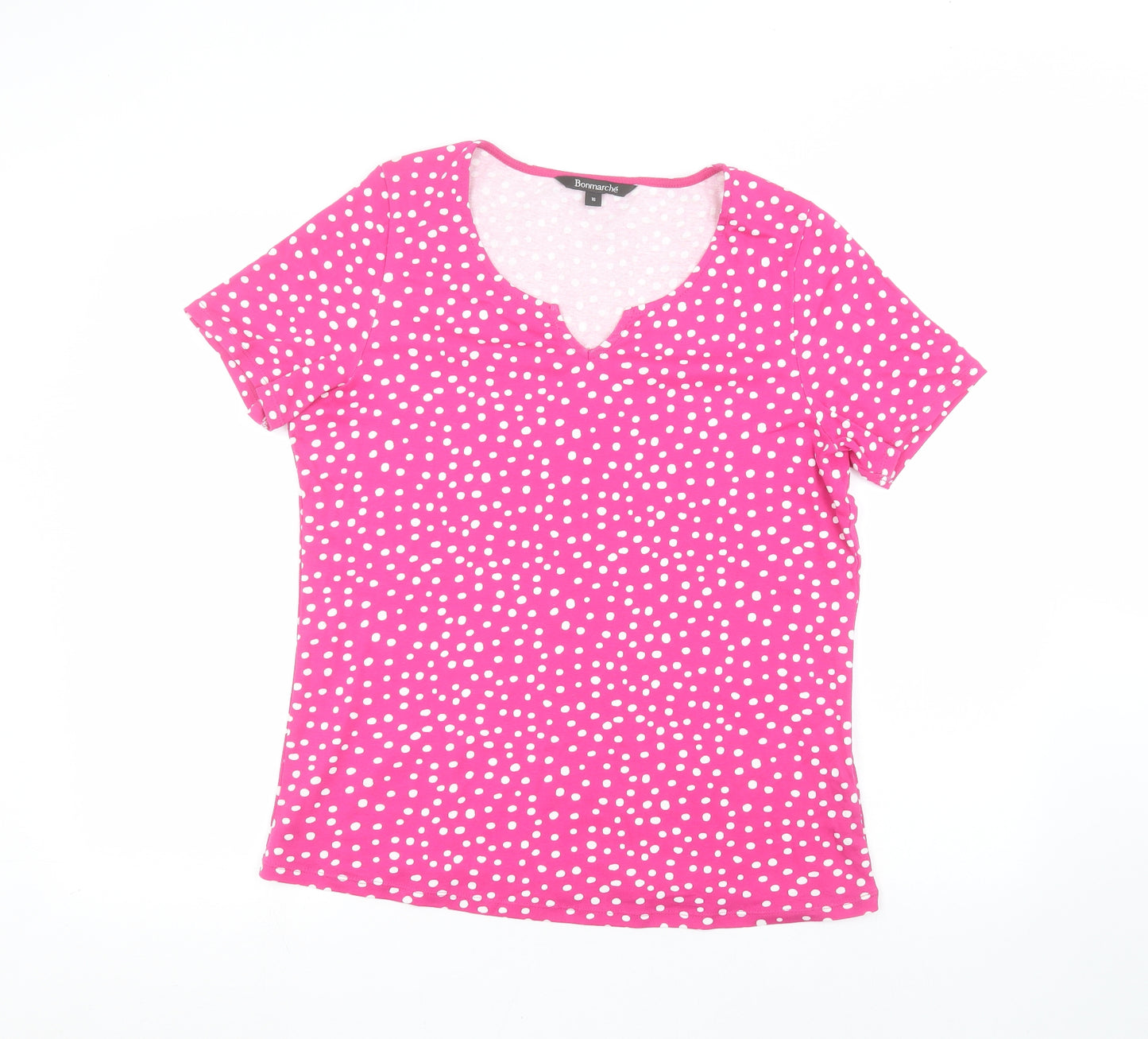 Bonmarché Womens Pink Polka Dot  Basic T-Shirt Size 16