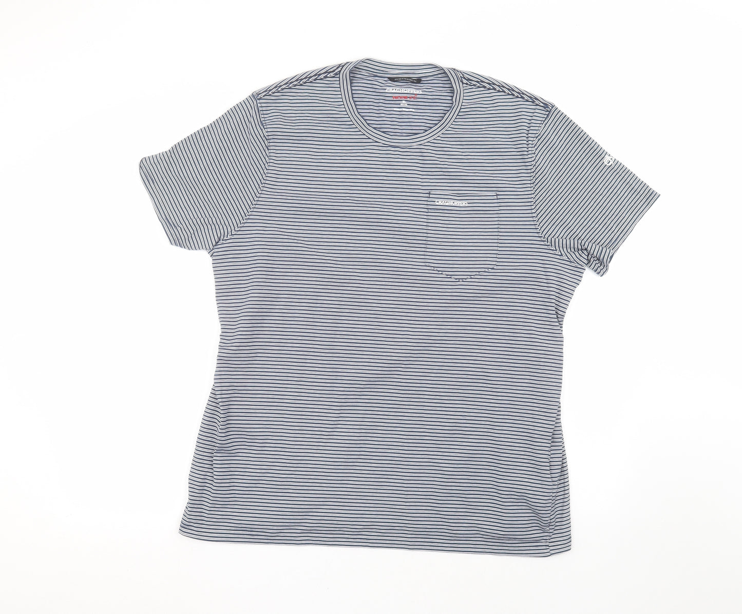 Craghoppers Mens Blue Striped   T-Shirt Size XL