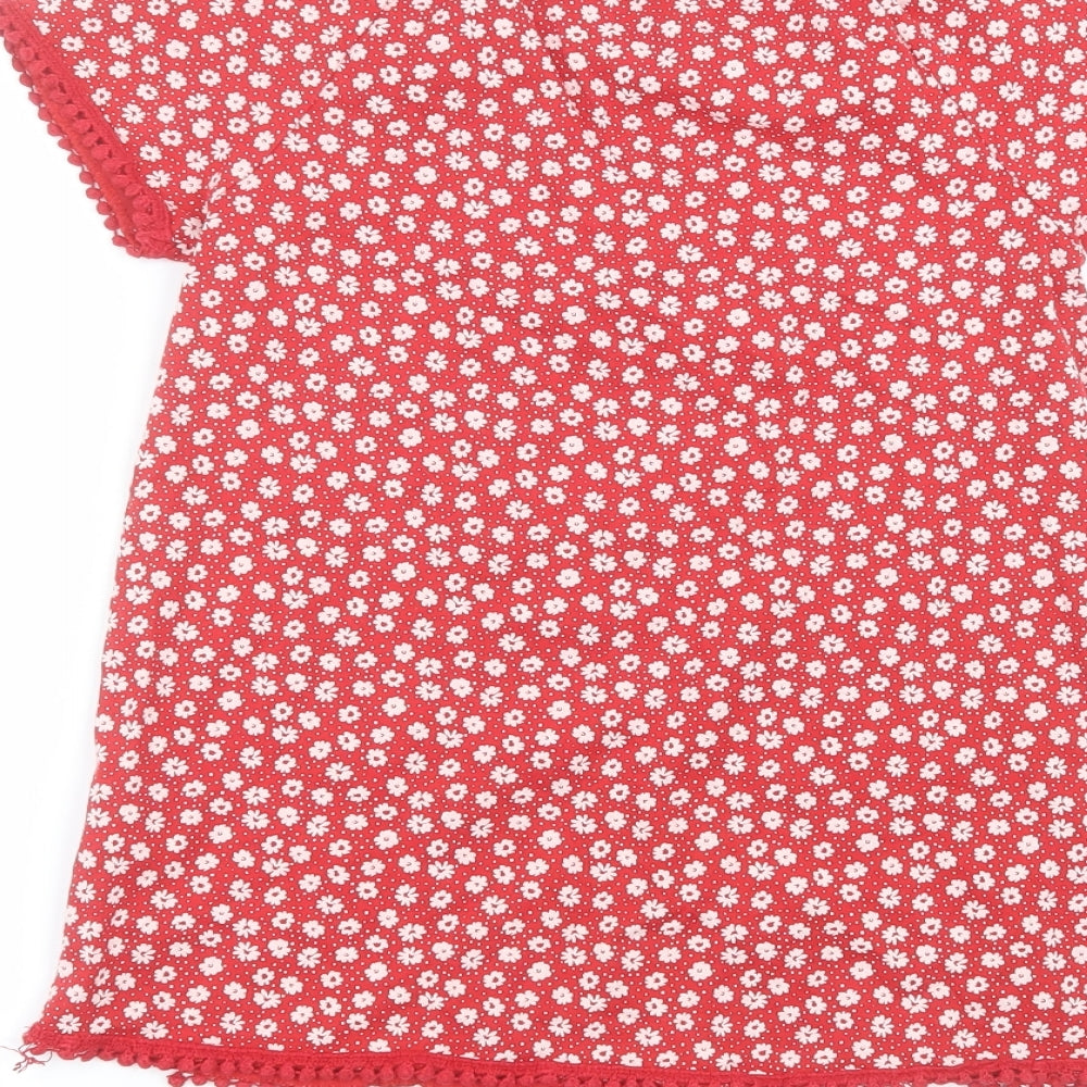 TU Girls Red Floral  Basic T-Shirt Size 11 Years