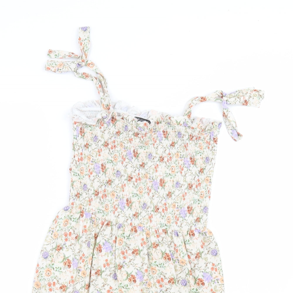 Brave Soul Womens Beige Floral  A-Line  Size M